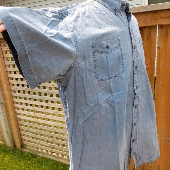 Stonewashed Cotton Shirt Blue Size 2X 56" Chest Wind River Outfitting - Picture 6 of 10